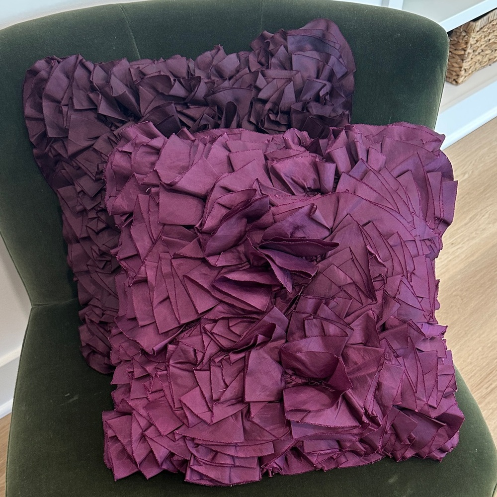 Plum Ruffled Throw Pillow - Picture 2 of 4